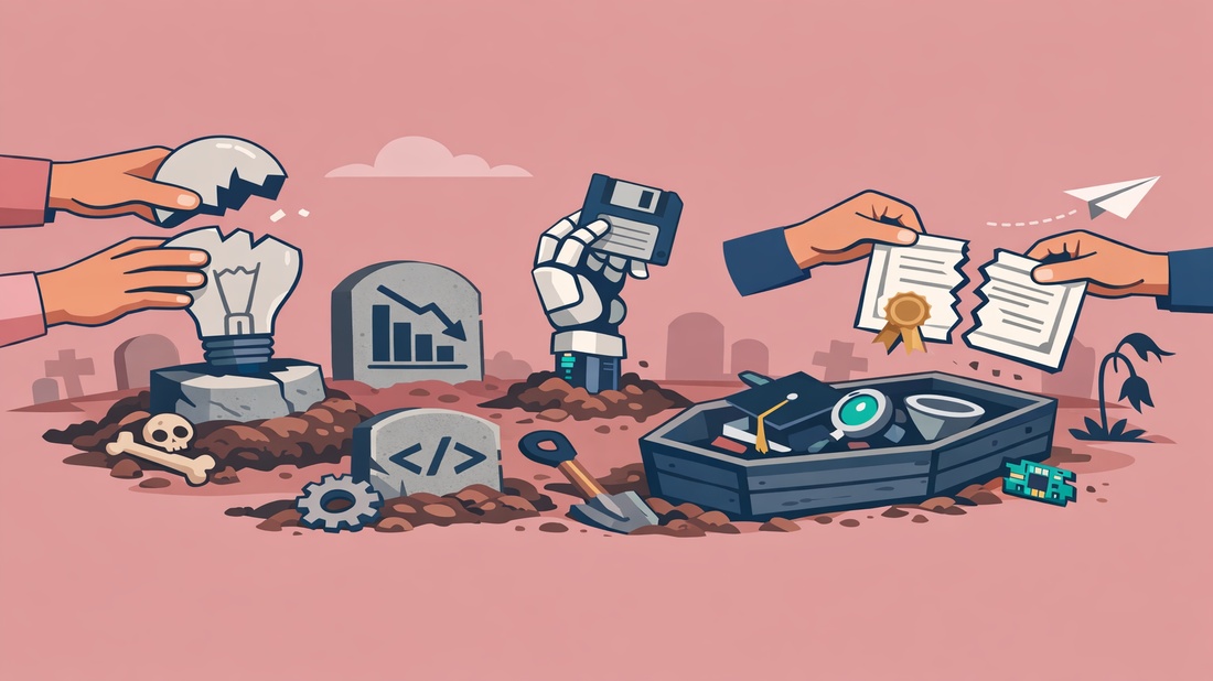 The Upskilling Graveyard: 7 Once-Hot Skills That AI Made Worthless Overnight Banner